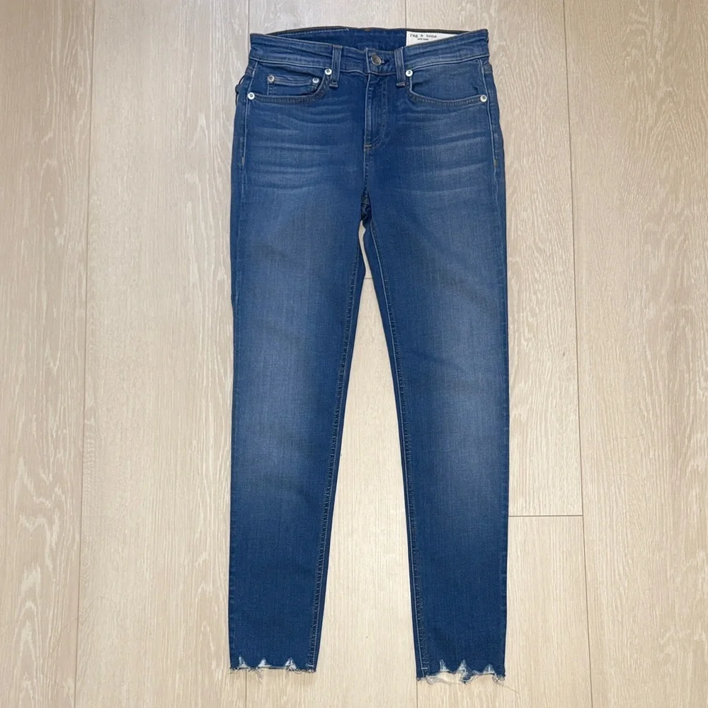 Rag & Bone Cate Mid-Rise Distressed Blue Ankle Skinny Jeans NEW - Picture 2 of 12